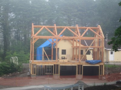Timber frame addition, recently raised!