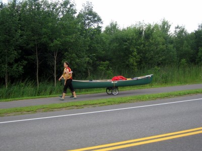 Walking a canoe on the NY side.